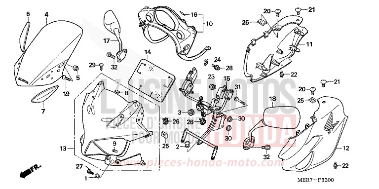 WINDLAUF (CBF600S6/SA6) von CBF600S ABS EMERGENCY RED METALLIC (R311) von 2006